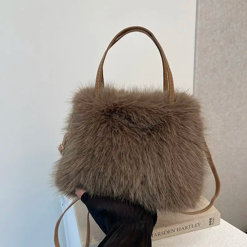 Bolso Esponjoso con Asa de Perla – Crossbody Casual Invierno