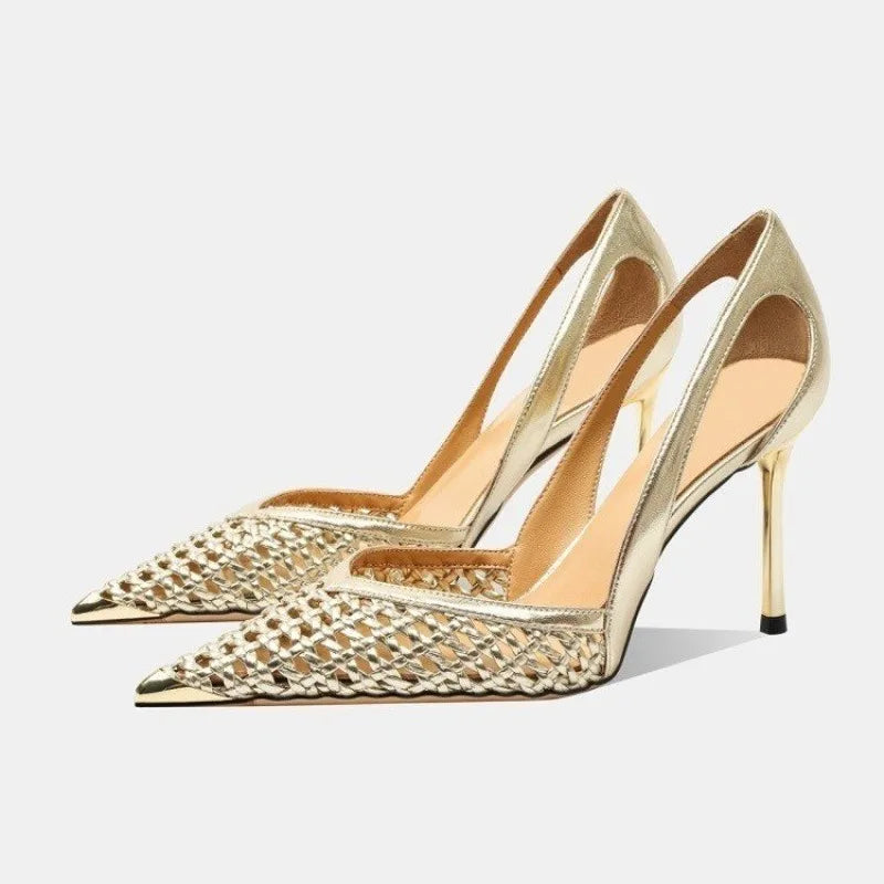 Sandalia Slingback con Brillos – Tacón Medio