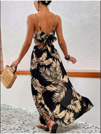 Conjunto Estampado Top Chaleco y Falda con Abertura