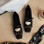 Zapato Mary Jane de Ante con Lazo – Puntera Cuadrada Casual Primavera