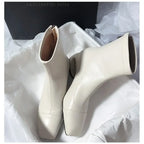 Bota Media Pierna de Puntera Cuadrada – Tacón Medio Office Lady
