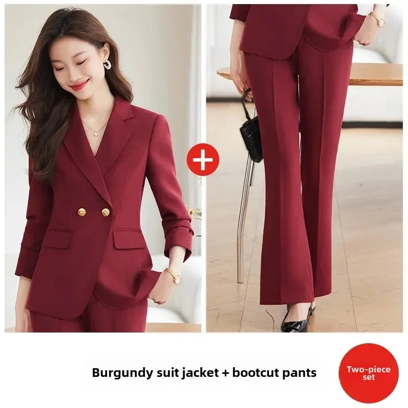 Conjunto Casual de Camisa y Pantalón de Pierna Ancha — Traje Suelto de Oficina