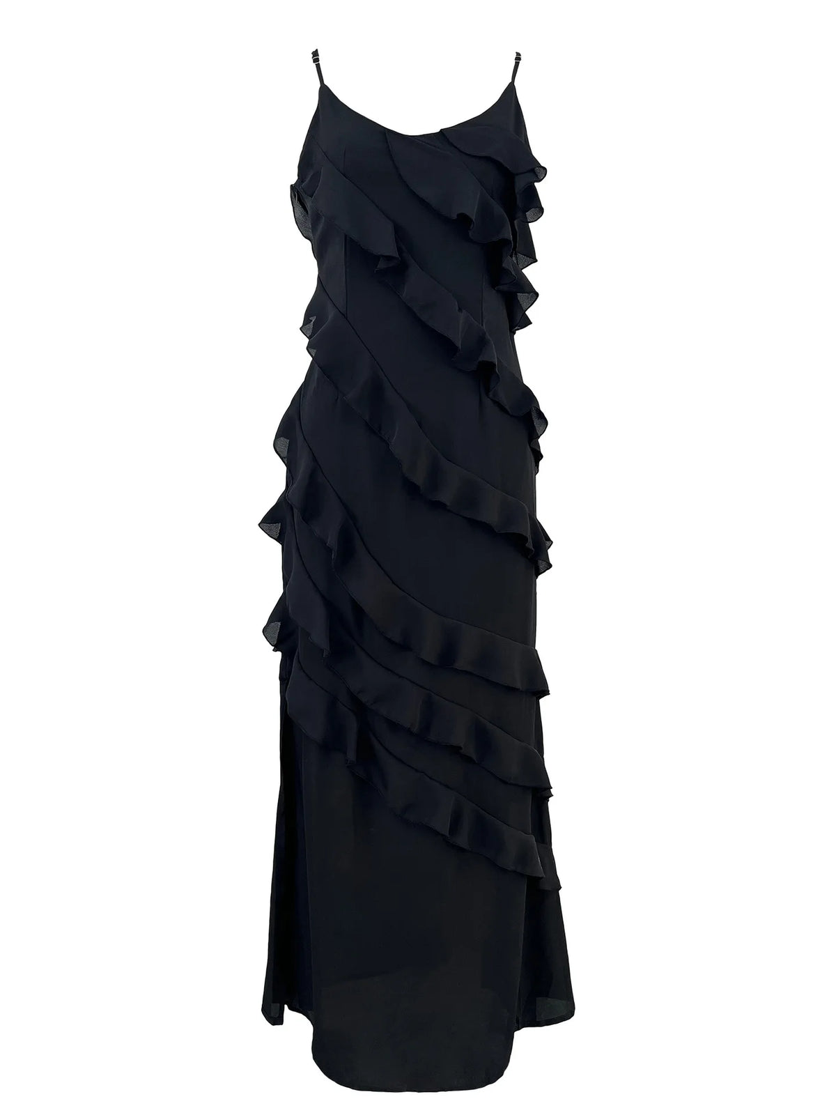 Vestido Sling de Gasa con Volantes — Estilo Vacacional