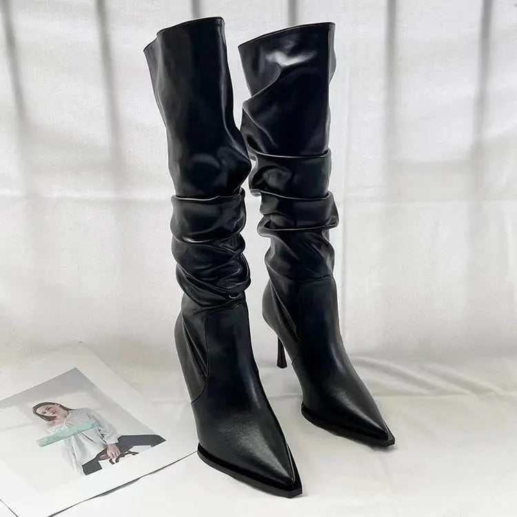 Botas Altas de Mujer con Tacón Fino y Punta Afilada — Estilo Elegante
