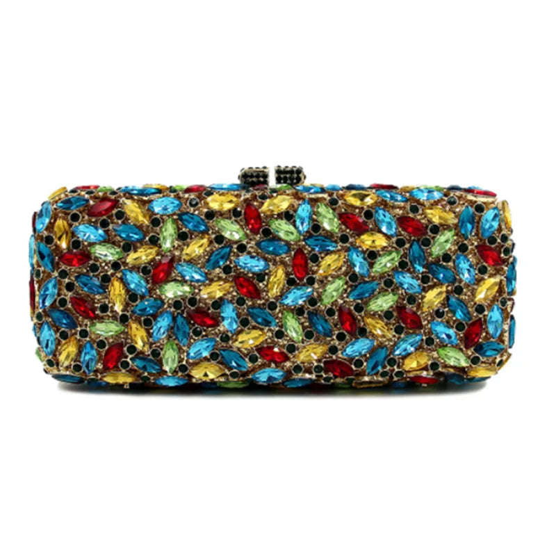 Clutch Metálico con Cristales – Bolso de Gala Multicolor