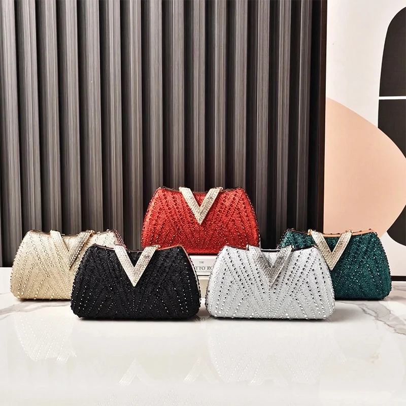 Bolso de Fiesta con Rhinestone – Clutch Plateado de Novia