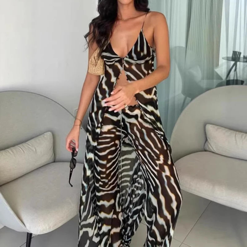 Conjunto Playero Top Camisola y Pantalón de Gasa