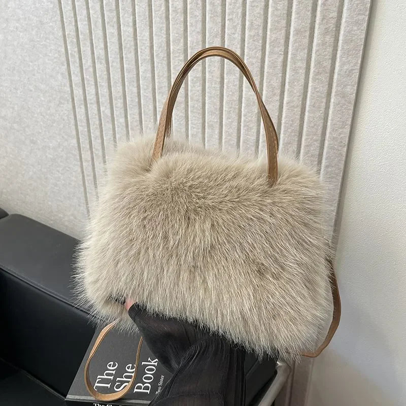 Bolso Esponjoso con Asa de Perla – Crossbody Casual Invierno