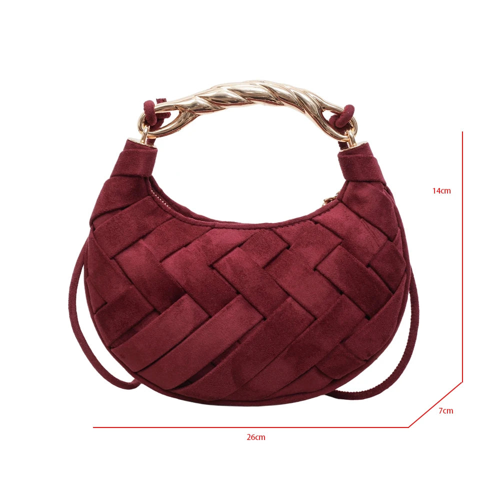 Bolso Media Luna Vino Tinto – Clutch Tejido Saddle