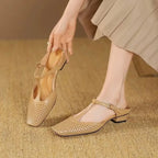 Sandalia Slingback de Tacón Medio – Mule Cuadrada Chic
