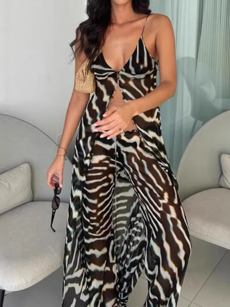 Conjunto Playero Top Camisola y Pantalón de Gasa