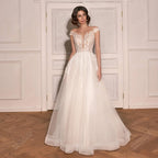 Vestido de Novia en Tul con Apliques de Encaje — Personalizable