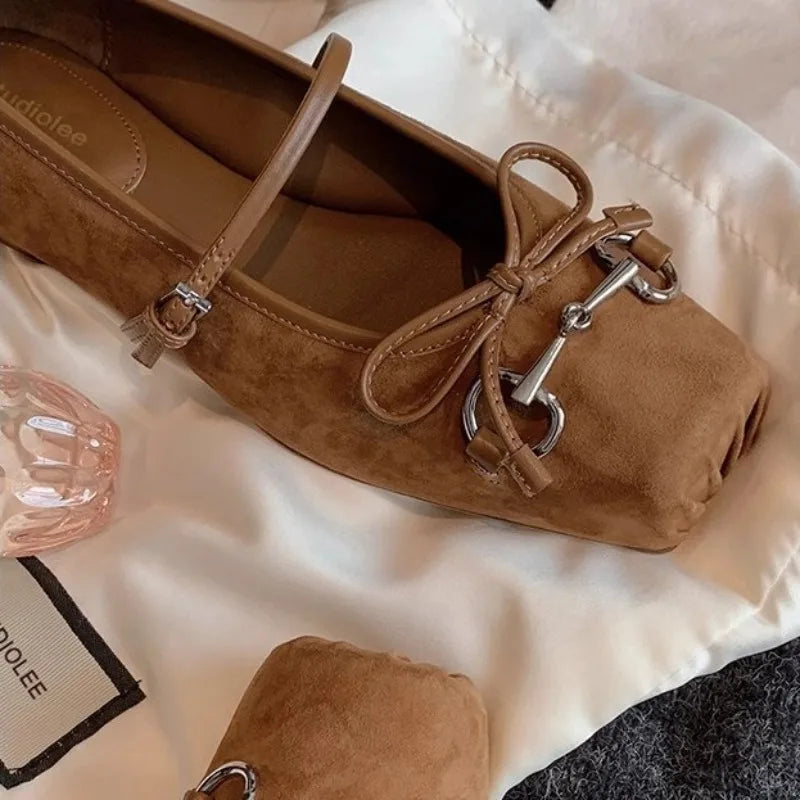Zapato Mary Jane de Ante con Lazo – Puntera Cuadrada Casual Primavera