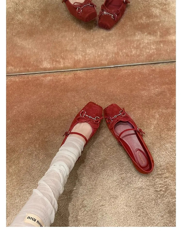 Zapato Mary Jane de Ante con Lazo – Puntera Cuadrada Casual Primavera