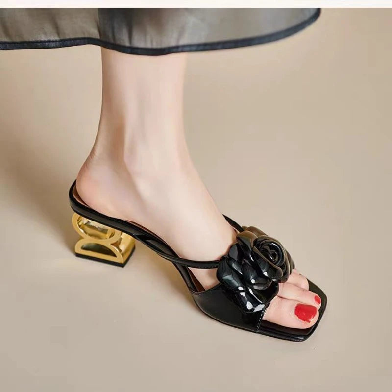 Platform Sandals with Flowers – High Heel