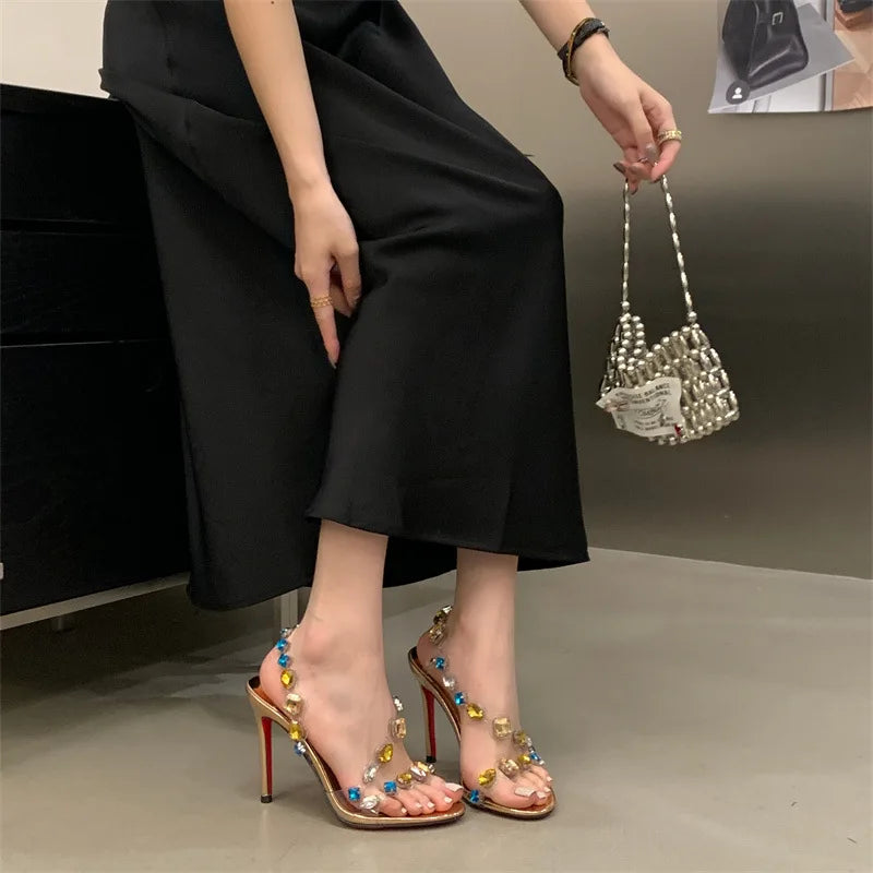 Sandalia de Lujo con Diamantes – Tacón Alto