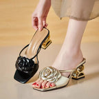 Platform Sandals with Flowers – High Heel