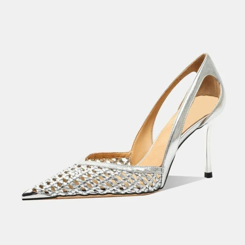 Sandalia Slingback con Brillos – Tacón Medio