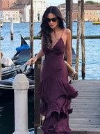 Vestido Maxi con Volantes y Espalda Descubierta