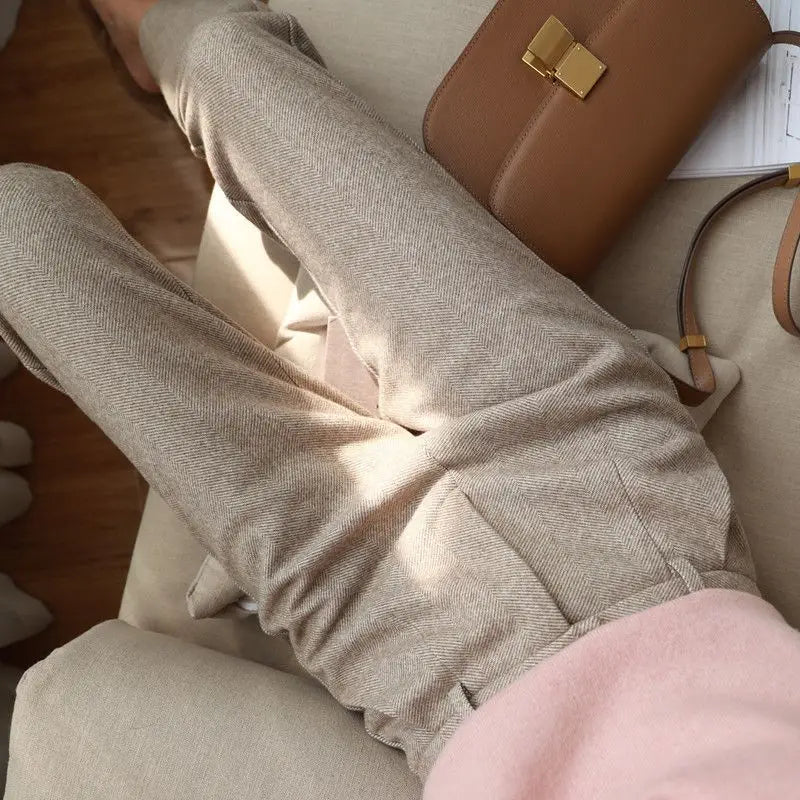 Pantalón de Cintura Alta para Mujer — Estilo Harem Casual de Oficina, Moda Coreana