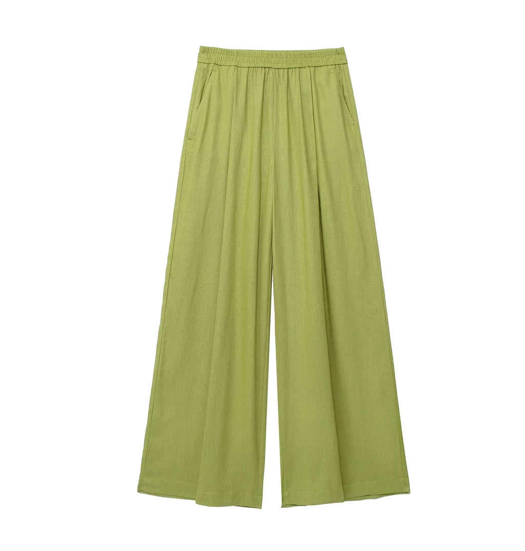 Conjunto Casual de Camisa y Pantalón de Pierna Ancha — Traje Suelto de Oficina