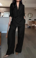 Conjunto de 2 Piezas: Blusa y Pantalón Palazzo — Traje Elegante de Otoño 2025