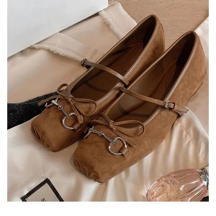 Zapato Mary Jane de Ante con Lazo – Puntera Cuadrada Casual Primavera